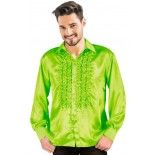 Chemise disco satin Vert, adulte M/L