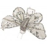 Sachet 4 Mini-Papillons STRASS sur pincette, Argent