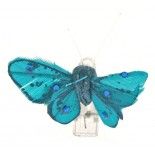 Sachet 4 Mini-Papillons STRASS sur pincette, Turquoise