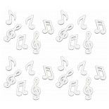 Sachet de 24 Confettis de table MUSIQUE en bois, Blanc