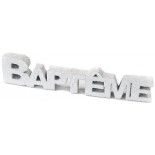 Petites Lettres BAPTÊME en majuscules 12cm, Blanc irisé