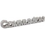 Petites Lettres COMMUNION en majuscules 15,5cm Argent pailleté