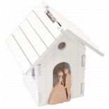 Petite Boite Maison des mariés 7,7cm en bois blanc/Rose Gold