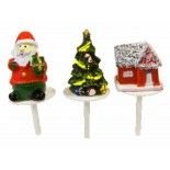 Lot de 3 Sujets Noël 6cm sur pique pour déco bûche