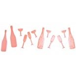 Sachet de 12 Confettis de table en bois Champagne/Flutes, Rose Gold