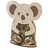 Centre de table Koala en bois et fourrure 15,5cm