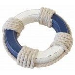 Déco Bouée de sauvetage en bois blanc/bleue 11cm