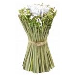 Déco Bouquet vertical Fleurs séchées et Roses liées 11cm, BLANC