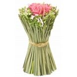 Déco Bouquet vertical Fleurs séchées et Roses liées 11cm, ROSE