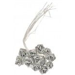 Sachet de 36 mini-Roses métallisées brillantes, Argent
