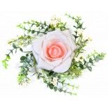 Centre de table Rose et Feuillage artificiels 18cm, Rose