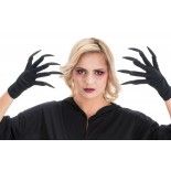 Gants Halloween noires avec ongles Noirs pailletés