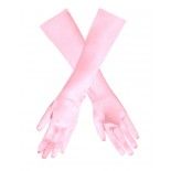 Gants de fête satin rose clair, 40 cm