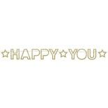 Party Pro 81284, Guirlande Happy You glitter Or 2,5 cm