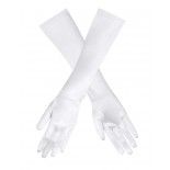 Gants de fête satin blanc, 40 cm