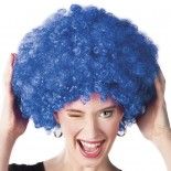 Perruque afro bleue