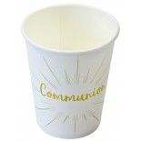 Lot de 6 Gobelets Communion en carton 25cl, Blanc/Or