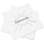 Sachet de 20 Serviettes Communion en papier 33x33cm, Blanc/Argent