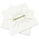 Sachet de 20 Serviettes Communion en papier 33x33cm, Blanc/Or