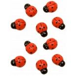 Lot de 10 petites Coccinelles adhésives en bois 1,5cm