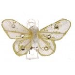 Sachet 4 Mini-Papillons STRASS sur pincette, Ivoire