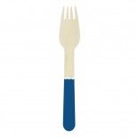 Party Pro 913226, Sachet de 8 fourchettes en bois manche bleu