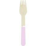 Party Pro 913250, Sachet de 8 fourchettes en bois manche rose pastel