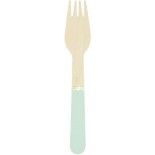 Party Pro 913222, Sachet de 8 fourchettes en bois manche vert pastel
