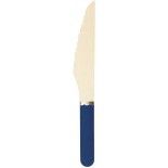 Party Pro 913BMCO, Sachet de 8 couteaux en bois bleu marine et or