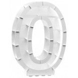 Structure 63,5cm en carton/film pour ballons, Chiffre 0 Blanc