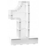 Structure 63,5cm en carton/film pour ballons, Chiffre 1 Blanc