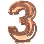 Structure 63,5cm en carton/film pour ballons, Chiffre 3 Rose Gold