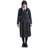 Uniforme Mercredi™ noir/gris à rayures adulte, S