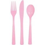 Ménagère 18 pièces couverts plastique Rose pastel