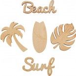 Sachet de 10 confettis en bois Beach and Surf 4 cm