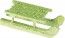 Chaks 0303-91, Sachet de 4 petites Luges 6,5cm en bois, Vert pailleté