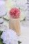 Bouchon bois et fleur 6,5cm Rose