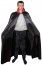 P'TIT Clown re16204 - Cape tissu polyester satiné noire avec col rouge 140cm, adulte