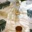 Chemin de table Palmier floqué en Lin, Champagne