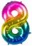 Ballon mylar rainbow 86cm CHIFFRE 8, Multicolore