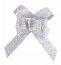 SANTEX 3557-4, Sachet 10 petits noeuds automatiques flower pailletés, argent