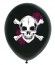 Sachet de 8 ballons noirs Tête de Mort & Roses fuchsia