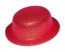 P'TIT Clown re63542 - Chapeau plastique melon adulte, bords arrondis, paillettes, rouge