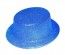 P'TIT Clown re63554 - Chapeau plastique HDF adulte, bords arrondis, paillettes, bleu