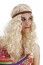 P'TIT Clown re68650 - Perruque hippie femme, frisée blonde avec bandeau