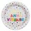 SANTEX 7224-99, Sachet de 10 assiettes Anniversaire ballon métallisées multicolores