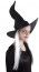 Chapeau sorcière adulte, tissu noir avec cheveux colorés (x1)