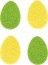 Chaks 77072, Sachet 12 confettis 4cm en feutrine forme Oeuf, jaune et vert
