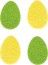 Chaks 77072, Sachet 12 confettis 4cm en feutrine forme Oeuf, jaune et vert