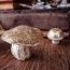 Lot de 7 Champignons en mousse 3,5/6,5 cm paillettes OR